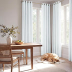 NICETOWN Farmhouse 100% Blackout Linen Curtains for Bedroom, Off White, 52" Wide, 2 Pieces, Privacy Vertical Window Drapes 84 inch Long for Office Laundry Windows
