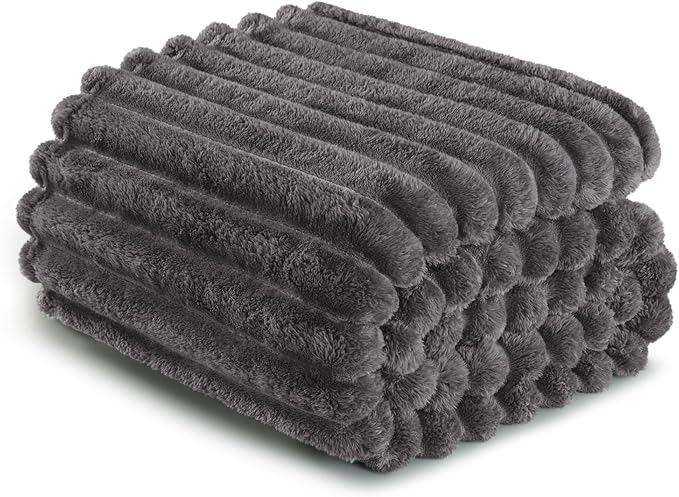 Exclusivo Mezcla Striped Twin Size Fleece Blanket for Bed, Couch, 60"x80"