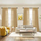 Gold Yellow Linen Curtains 84 Inch Length 2 Panels Set for Living Room Rod Pocket Back Tab Light Filtering Window Drapes for Bedroom Dining Room Protect Privacy Country Farmhouse Decor 52x84