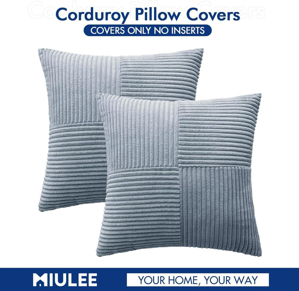 MIULEE Dusty Blue Decorative Throw Pillow Covers for Couch 18x18 Inch