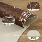 AROGAN Western Decor Faux Fur Cowhide Rug, 4.6×5.2 Feet Premium Animal Skin Cow Hide Rug, Sturdy Cow Print Rugs for Wall Decor, Western Floor Carpet for Bedroom Living Room, Spotted Brown