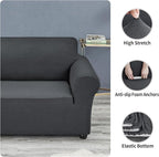 Joccun Stretch Loveseat Couch Cover Slipcover, 1-Piece Sofa Cover for 2 Cushion Couch Spandex Jacquard Washable Furniture Protector Cover for Living Room,Kids,Pets（Loveseat,Charcoal）
