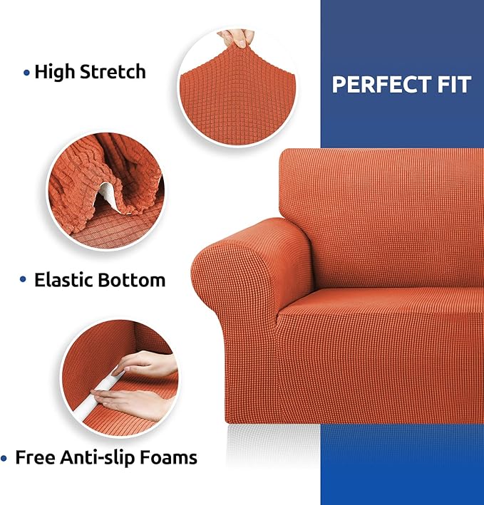 KEKUOU Stretch Oversized Couch Covers for Sofa Slipcover,Pureed Pumpkin