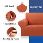 KEKUOU Stretch Couch Covers for Sofa, 3 Cushion Slipcover,Pureed Pumpkin