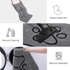 Smiry Dog Door Mat for Muddy Paws, Absorbent Dirt Trapper Non Slip Quick Dry Washable Chenille Mat for Mud Dogs, Entry Rug for Indoor and Outdoor (30x20 Inches, Dark Grey and Black)