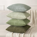 MIULEE Pack of 2 Spring Corduroy Decorative Euro Sham Throw Pillow Covers 24x24 Inch Soft Boho Striped Pillow Covers Modern Farmhouse Home Decor for Summer Sofa Living Room Couch Bed Olive Green