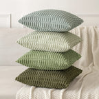 MIULEE Corduroy Decorative Throw Pillow Covers 18x18 Olive Green Pack of 2