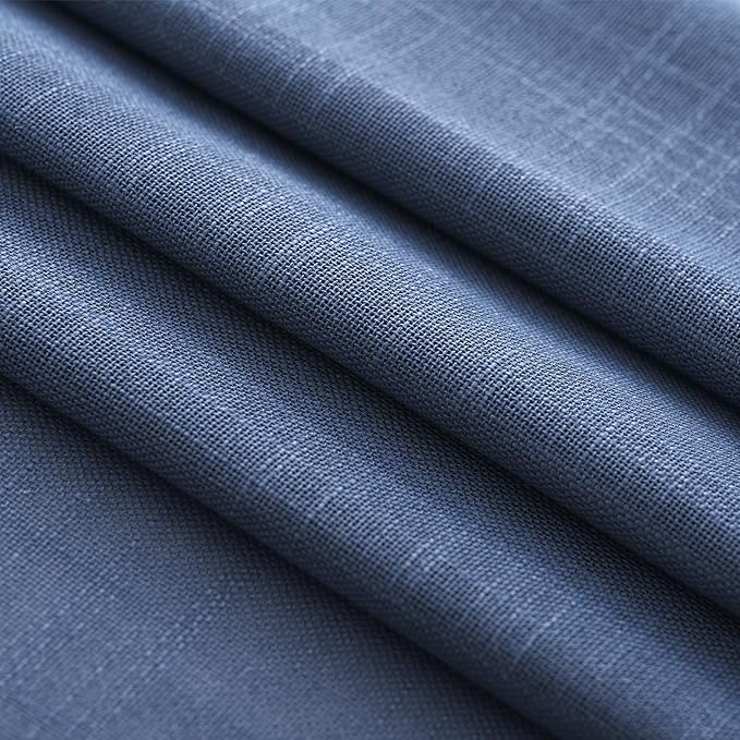 Navy Blue Curtains for Living Room Back Tab Modern Farmhouse Semi Sheer Blue Curtains 144 inches Long 2 Panels Set Muted Neutral Window Curtain for Dining Room Bedroom 52x144