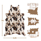 WARM HAVEN Faux Fur Cowhide Rug: Fluffy Cow Print 5.2x7 Feet Washable Cow Hide Rug for Living Room Bedroom Animal Print Skin Rustic Western Décor Black and Brown