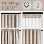 96 inch long blackout window curtains 2 Panels for bedroom 100% Black out Linen texture Curtain Vintage Farmhouse Drapes with Back Tab Rod Pocket Pinch pleated Thermal Insulated Panel for Living Room
