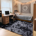 ONASAR Area Rugs for Bedroom Living Room, Fluffy Tie-Dyed Dark Grey 4x6 Indoor Bedside Floor Throw Rug, Soft Plush Shaggy Carpet for Nursery Kids Girls Boys Teen Dorm Home Office Decor