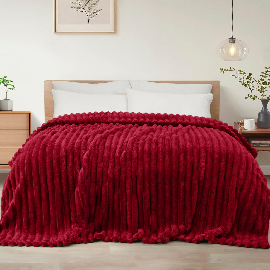 Exclusivo Mezcla Striped Twin Size Fleece Blanket for Bed, Couch, 60"x80"