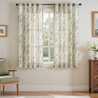 jinchan Vintage Floral Linen Curtains 63 Long for Living Room 2 Panels