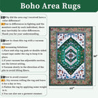 SERISSA 5x7 Boho Area Rug, Washable Non-Slip Rugs for Living Room, Large Green White Rug Ultra Soft Vintage Oriental Print Distressed Carpet for Bedroom Dining Room Dorm Office Home Decor