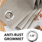 H.VERSAILTEX Linen Blackout Curtains 54 Inches Long 100% Absolutely Blackout Thermal Insulated Textured Linen Look Curtain Draperies Anti-Rust Grommet, Energy Saving with White Liner, 2 Panels, Stone