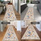 HEBE Hallway Runner Rug 2'8''x12' Washable Vintage Distressed Area Rugs Non Slip Laundry Rug Runner Boho Floor Carpet Runners for Hallways Entryway Laundry Room Kitchen Bathroom