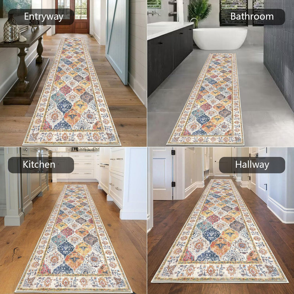 HEBE Hallway Runner Rug 2'8''x12', Washable Non Slip Kitchen Rug Runner
