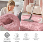 OLANLY Pale Pink Round Rugs for Bedroom - Machine Washable, 2 ft Circle Area Rugs for Living Room, Soft and Fluffy Shaggy Carpet for Teen Girls and Boys, Nursery Rooms, Dorms, Home Decor Aesthetic