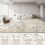 UERMEI 10x14 Area Rug Living Room Rugs - Washable Neutral Modern Abstract Soft Thin Large Rug Indoor Floor No Slip Rug Carpet for Bedroom Under Dining Table Home Office Decor - Golden Grey