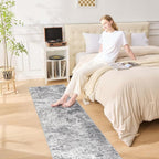 UERMEI 2X8 Washable Runner Rug for Hallway: Soft Neutral Modern Abstract Area Rug - Non-Slip Low Pile Long Throw Indoor Carpet for Kitchen Entryway Kitchen Bedroom Laundry - Grey