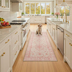 RELEANY Washable Area Rug, Runner 2'x6', Pink/Light Vintage Pink