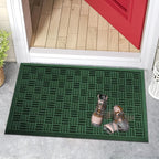 Mibao Front Door Mat Indoor Outdoor Entrance, Dirt Trapping Waterproof All-Season, All-Weather Doormat, Non-Slip Durable Natural Rubber Low Profile Easy Clean Patio Entrance Mat, 29.5" x 17", Green