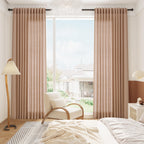 Nanspring Peach Linen Curtains 84 inches Long for Living Room Back Tab Luxury Light Filtering Privacy Sheer Curtain Modern Farmhouse Decor Boho Cotton Textured Gauze Drapes for Bedroom 2 Panels