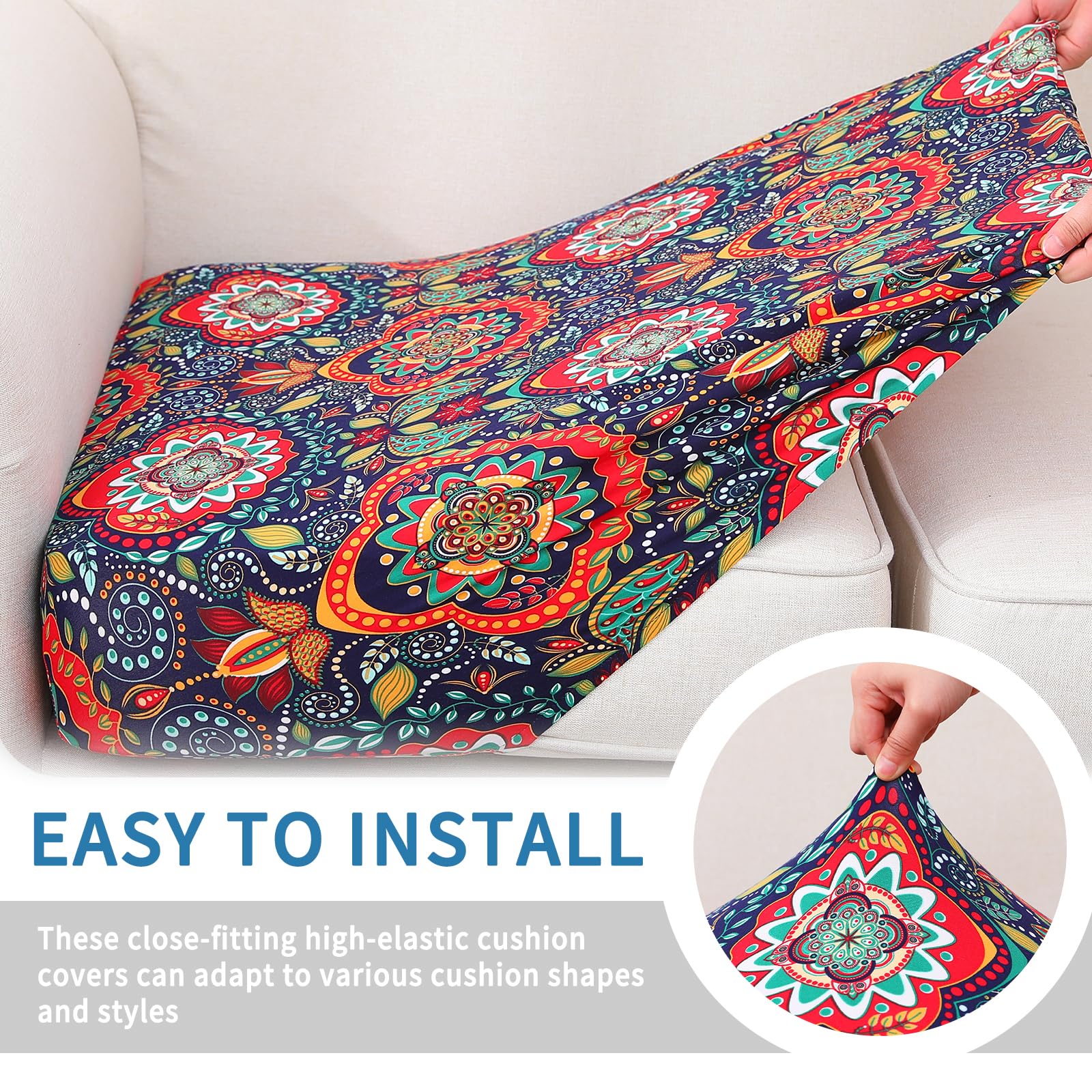 hyha Printed Couch Cushion Covers, Sofa Covers Washable for 3 Cushion Couch