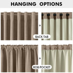 MIULEE 100% Blackout Linen Curtains 42 x 72 Inch Copper Brown 2 Panels
