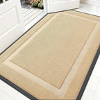 OLANLY Front Door Mat Indoor Outdoor Entrance, Waterproof All-Season, All-Weather Doormat, Sturdy Natural Rubber, Fade Resistant, Low Profile, Easy Clean Patio Porch Entryway Mat, 59x35, Beige