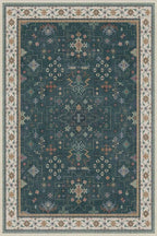 Hazo Haus Dark Green 4x6 Living Room Rug - Modern Vintage Boho Floral Forest, Washable Low Pile Non-Slip Area Rugs for Door Mat Entrance, Mudroom, Kitchen, Bedroom Beside Bed, Office