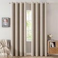 MIULEE 100% Blackout Linen Curtains for Bedroom 52x84 Inches Taupe