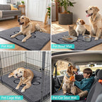 Smiry Dog Door Mat for Muddy Paws, Absorbent Dirt Trapper Non Slip Quick Dry Washable Chenille Mat for Mud Dogs, Entry Rug for Indoor and Outdoor (30x20 Inches, Dark Grey and Black)