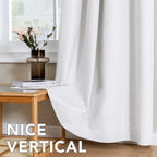 H.VERSAILTEX Linen Curtains 100% Blackout Curtains for Bedroom 96 inch Long Full Light Blocking Nature Linen Blended Window Curtains for Living Room Nickel Grommet (2 Panels, Heathered White)