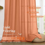 LAMIT Short Linen Curtains 45 Inches Long for Cafe 2 Panels, Terracotta Light Filtering Privacy Panels Rod Pocket Neutral Fall Decor Drapes for Bedroom/Window/Loft Room, 42 x 45 Inch