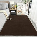 Amearea Modern Area Rugs for Bedroom Living Room, 4x6 Feet Brown Thickened Memory Foam Rug, Fluffy Indoor Washable Rugs Non Slip Minimalist Carpet for Kids Boys Girls Dorm Nursery Room Decor