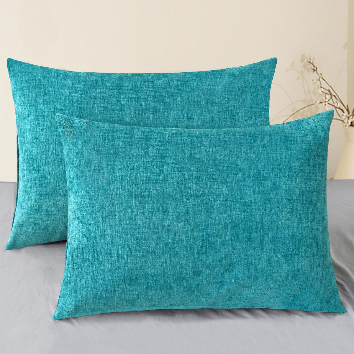 CaliTime Decorative Standard Throw Pillow Covers 26 X 20 Inches True White