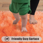 Ailyei Soft Runner Rugs for Bedroom Hallways, 2x6 Tie-Dyed Orange Fluffy Shag Throw Area Rug Non Slip for Bedside Dorm, Long Shaggy Furry Carpet for Nursery Living Room