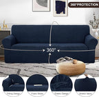 U-NICE HOME 4 Seater Stretch Couch Cover Sofa Cover Washable Sofa Slipcover Furniture Protector for 3 Cushion Couch Sofa Pet Friendly, Navy