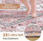 OPPODREAM Soft Area Rugs 3x5, Washable Rugs with Non Slip Backing, Low-Pile Throw 3x5 Carpet, Faux Cashmere 3 x 5 Carpet, Pink & Cream