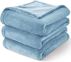 BEDELITE Fleece Blankets Queen Size Washed Blue Throw Blankets for Bed, Luxury Plush Cozy Fuzzy Blanket 90x90 inches, Super Soft Warm Lightweight Throw Blanket All Seasons Suitable