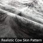 AROGAN Western Decor Faux Fur Cowhide Rug, 6 x 7 Feet Premium Animal Skin Cow Hide Rug, Sturdy Cow Print Rugs for Wall Decor, Western Floor Carpet for Bedroom Living Room, Black and Grey