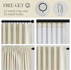 Cream Extra Long 120 Inch Blackout Curtains for Large Window Treatment Natural Farmhouse Thick Linen Texture Sound Proof Drapes Room Divider Pleat Ceiling Track Burg Bedroom 10Ft(W52 xL132 2 Panels)