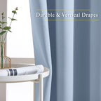 NICETOWN Blackout Vintage Blue Curtains for Bedroom, Energy Saving Thermal Insulated Sound Dampening Window Curtains Grommet Room Darkening for Living Room, 2 Panels, W52 x L90