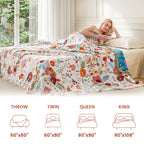 MSGKV Boho Throw Blanket 50"x60" Summer Cotton Floral Blanket for Couch