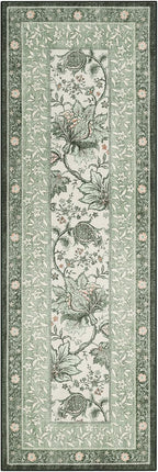 GarveeHome Sage Green 2x6 Washable Kitchen Runner Rugs Non Slip Provence Vintage Boho Cottage Long Rug for Hallways Bedroom Entryway Bathroom Mat with Rubber Back