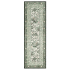 GarveeHome Sage Green 2.5 x 8 Washable Kitchen Runner Rugs Non Slip Provence Vintage Boho Cottage Long Rug for Hallways Bedroom Entryway Bathroom Mat with Rubber Back