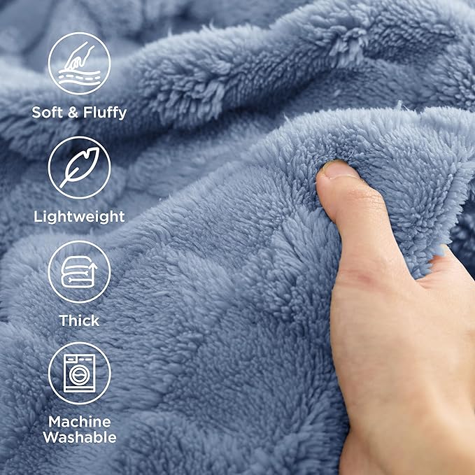 Bedsure GentleSoft Ashley Blue Throw Blanket for Couch - Checkered Fleece Blankets Gifts for Kids Girls, Cute Soft Cozy Throw for Bedroom Home Decor Gifts, 50x60 Inches