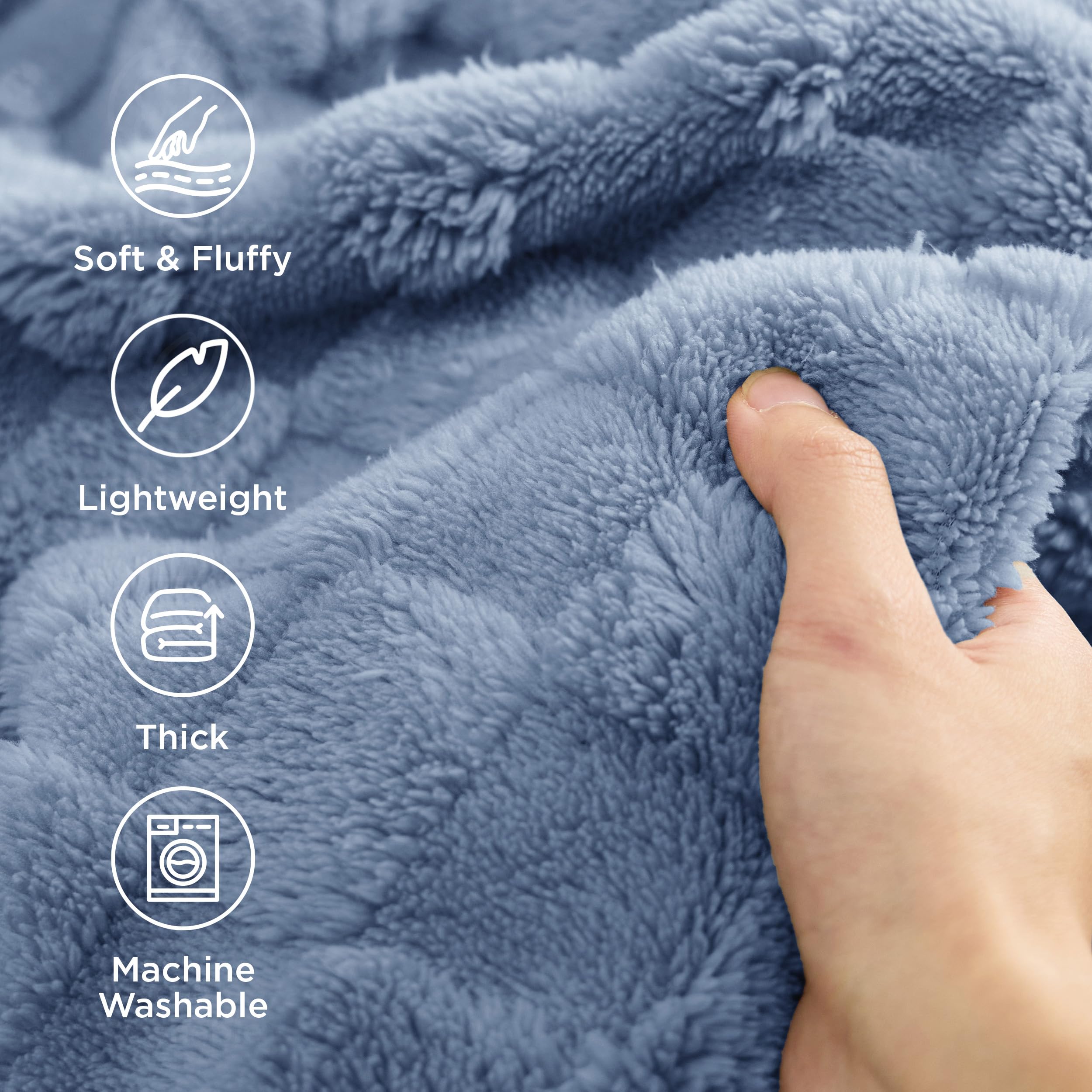 Bedsure GentleSoft Twin Blanket for Bed Ashley Blue - Super Soft Cozy Blankets for Kids Girls, Cute Fuzzy Fleece Throws for Bedroom Couch, 60x80 Inches