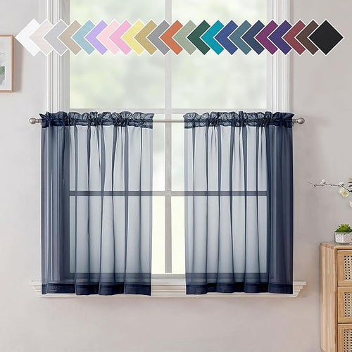 Aiyufeng Light Grey Sheer Window Curtains 84 Inches Long 2 PCS- Rod Pocket Living Room Curtain Panels Voile Textured Soft and Lightweight Window Treatments for Bedroom Decor, 40W x 84L Inches — 40"W x 24"L (Pack of 2)